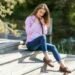 Autumn street style outfit with casual footwear and denim