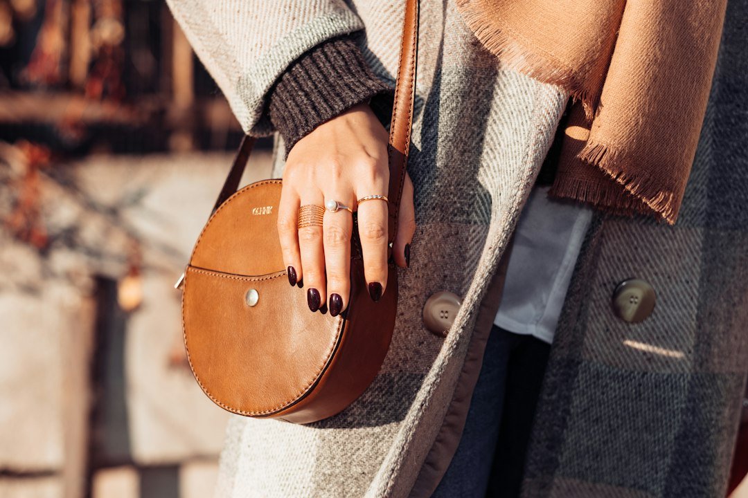 Fashion accessory bag styled as an autumn outfit accent